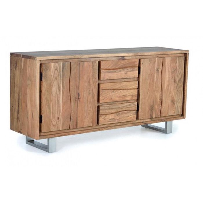 Buffet en bois massif - Giner y Colomer - 4 portes 3 tiroirs - Pieds en métal - Marron