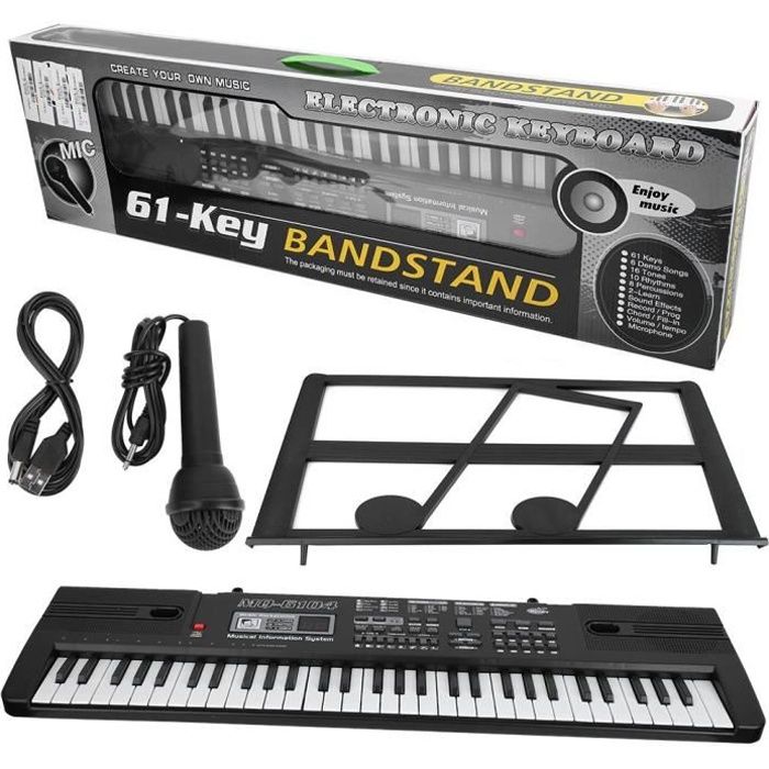 Piano à clavier électronique pour enfants avec microphone - 61 touches, orgue électrique numérique USB, jouets d'instruments de musique pour enfants