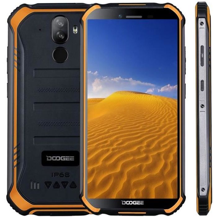 Achat T&eacute;l&eacute;phone portable Smartphone Etanche Incassable DOOGEE S40 lite Téléphone portable Débloqué 5.5" 4650mAh Batterie 16Go Android 9.0 - Orange pas cher