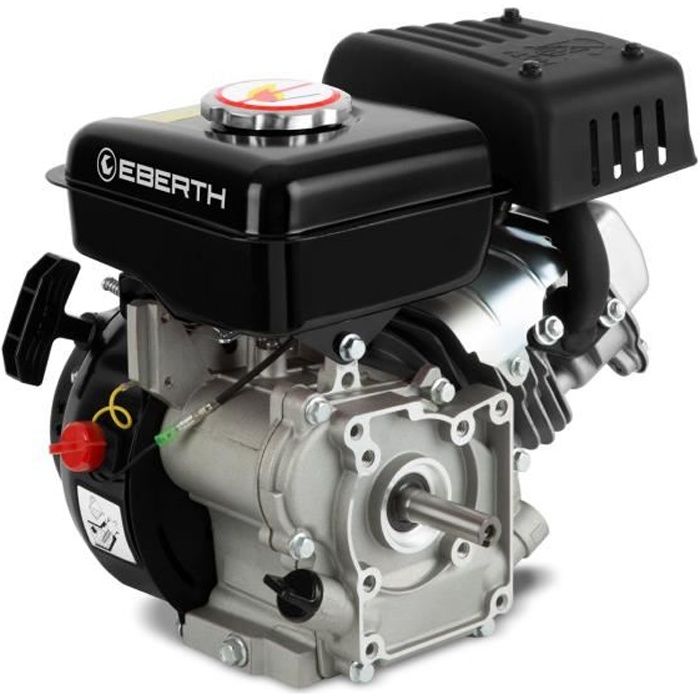 EBERTH moteur à essence 3 CV 2,2 kW (16 mm Ø arbre, moteur 1 cylindre essence, refroidissement par air, démarrage par câble) noir