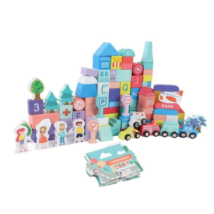 Jouet de construction en bois pour enfants Ensemble de blocs de ...