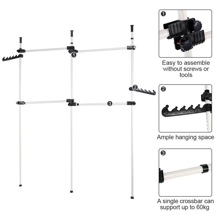 Télescopique Garde-robe Système De Penderie Télescopique Avec 5 Barres Portant De Vetement Kls04 Br