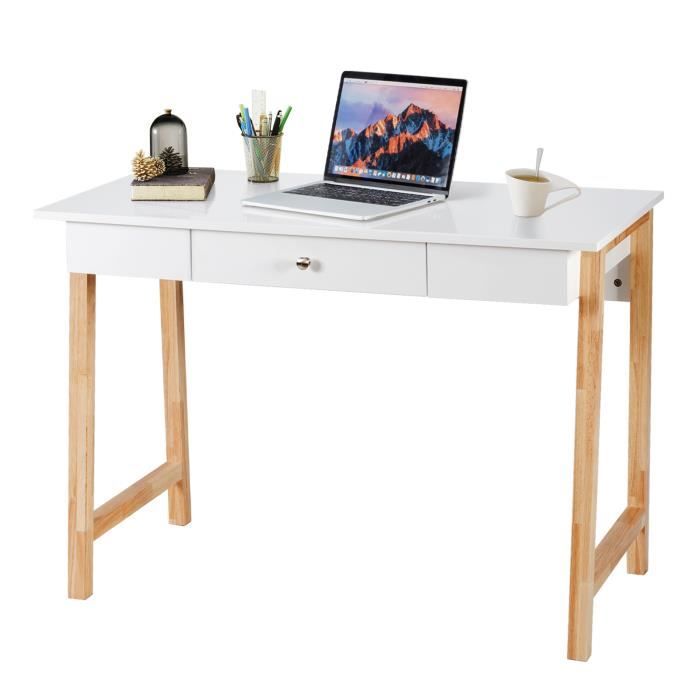 Bureau Enfant Avec étagères Et Tiroir - Dimensions 80x48x102 Cm - 5 étagères Ouvertes, Tiroir Coulissant - Stable, Anti-basculement - Coloris Gris - Pour Filles Et Garçons - 12