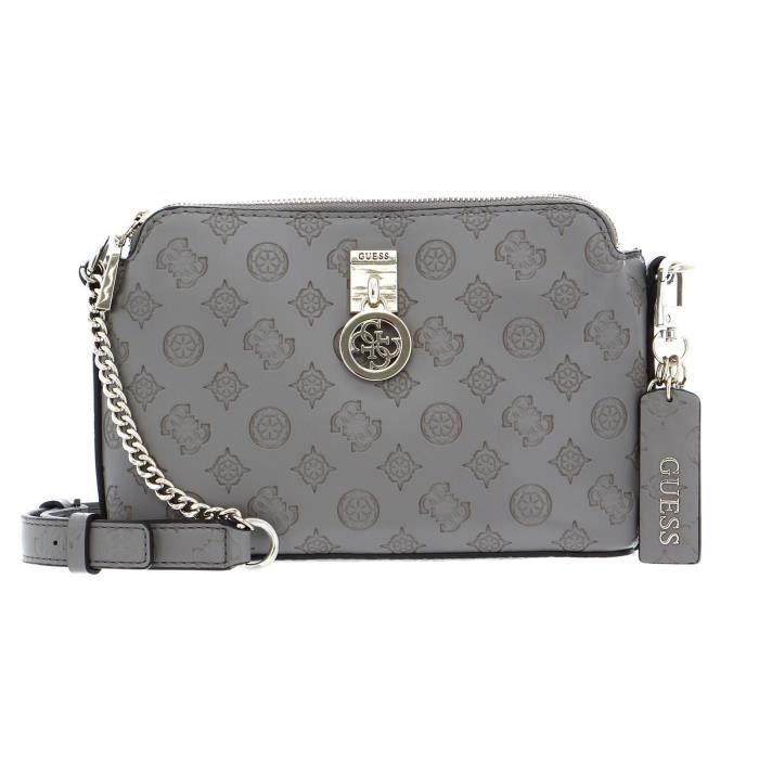 GUESS Double Zip Crossbody Taupe [106178] Gris Cdiscount Bagagerie Maroquinerie