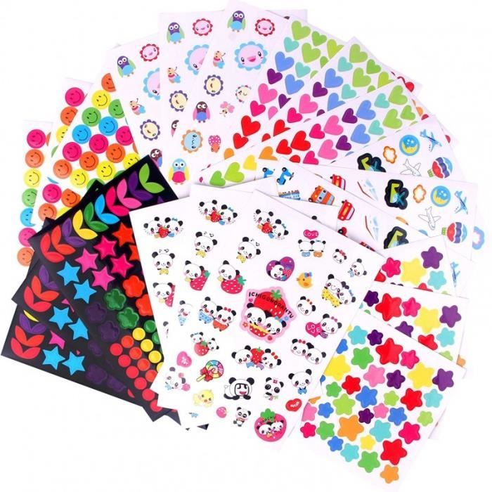 1200 Autocollants Smiley - 10 Feuilles Émoticônes Colorées - 12 Mm - Pour Récompenses, Scrapbooking, Déco Enfants
