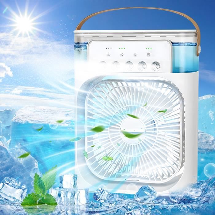 Climatiseur Portable - HELLOVE - Mini Climatiseur - 3 Vitesses - Rechargeable USB - Silencieux - Hellove