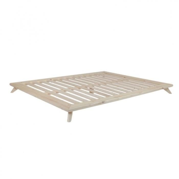 lit futon - inside 75 - senza bed - pin laqué naturel - couchage 160 x 200 cm - contemporain - design