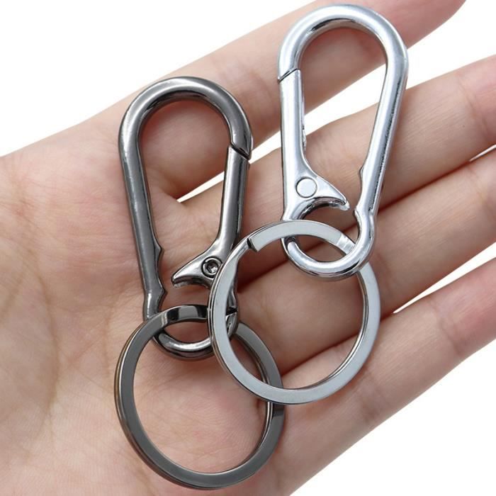 10 Mousquetons En Métal Argenté - Porte-clés Multifonction Pour Camping, Randonnée, Quotidien