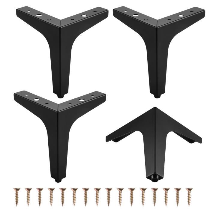 4PCS Pieds de Meuble en Métal de 13cm, Pieds de Canapé Triangulaires, Pieds  pour Table Armoir Chaise avec 16 Vis - Noir - Cdiscount Bricolage