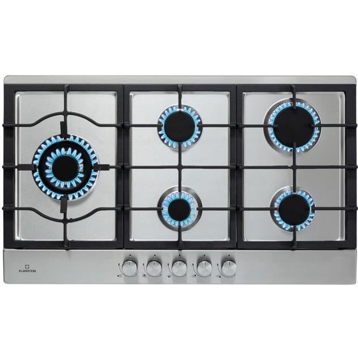 Plaque gaz 5 feux encastrable Klarstein 90 cm tables de cuisson