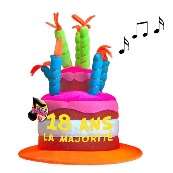 Chapeau d'anniversaire musical '18 ans' - LES TRESORS DE LILY - Gateau d'anniversaire - Multicolore