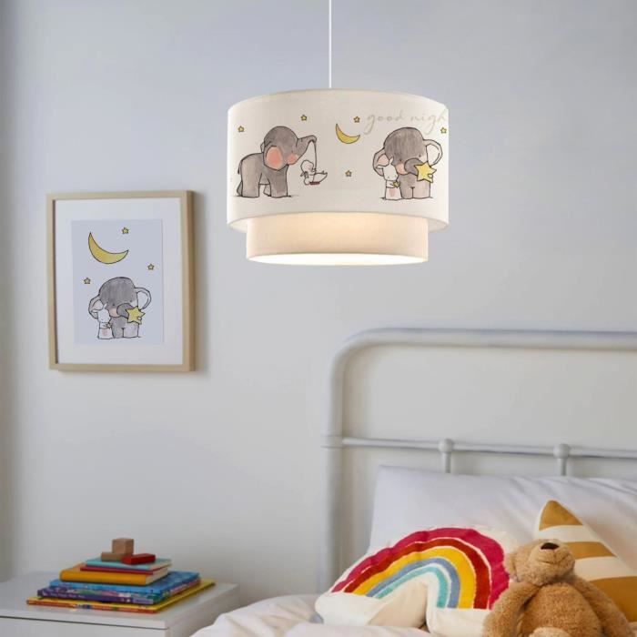 Suspension Lurgan pour enfant E27 70 cm motif déléphant