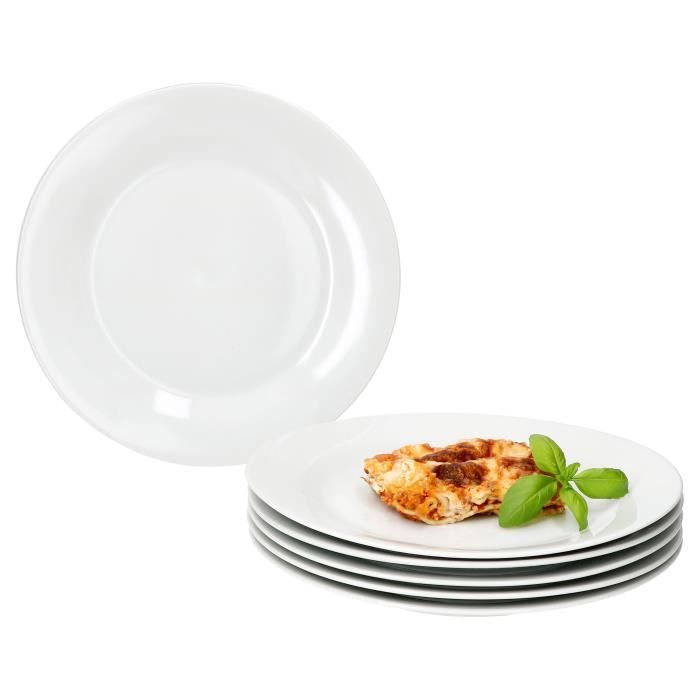 Assiette plate - TOMMY - 24 cm - Porcelaine blanche - Set de 6 pièces - Compatible lave-vaisselle Assiette plate - TOMMY - 24 cm - Porcelaine blanche - Set de 6 pièces - Compatible lave-vaisselle