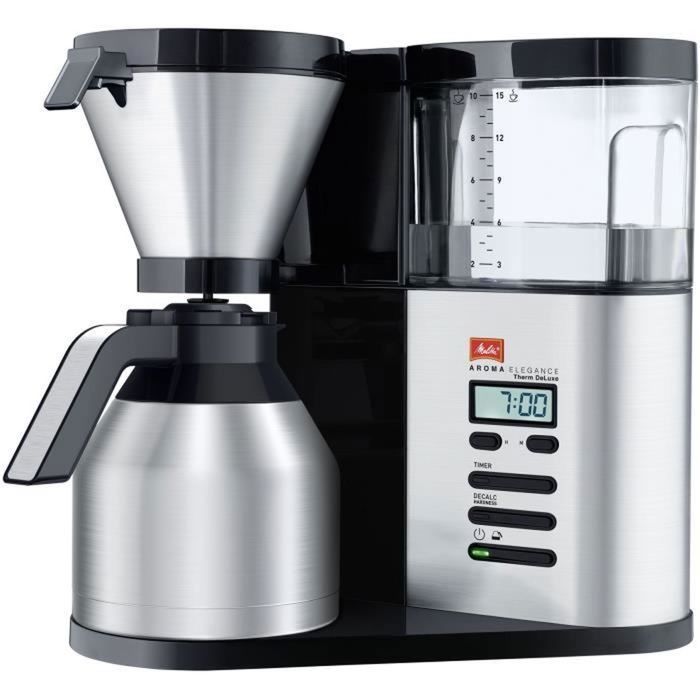 Noir//Inox Pour Cafeti/ères /à Filtres Aroma Elegance et Aroma Elegance DeLuxe Capacit/é 1,25 Litre Melitta Verseuse en Verre