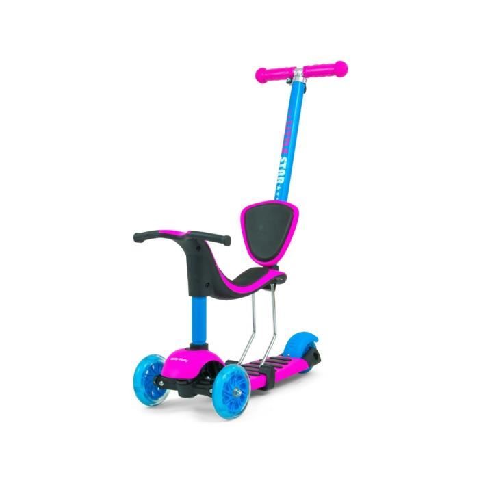 Porteur/Scooter 3en1 LITTLE STAR - MILLY MALLY - Rose-Bleu - Enfant - 4 roues - 18 mois - 5 ans