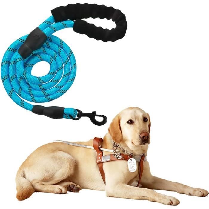 Meilleurs prix pour Laisse Chien, Laisse Corde pour Chien avec Poignée Rembourrée Douce, Réfléchissants,  pour tous les chiens de taille, Bleu 1,5 m