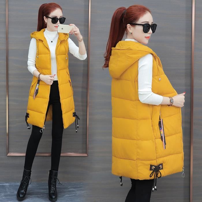 Doudoune sans manche femme jaune sales