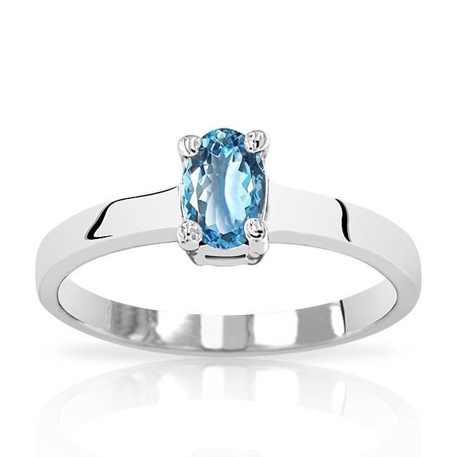 Bague Argent 925 1000 Topaze Bleue Pierre Ovale Argente Achat