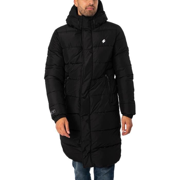 Doudoune Longue Capuche Superdry Homme Noir Cdiscount