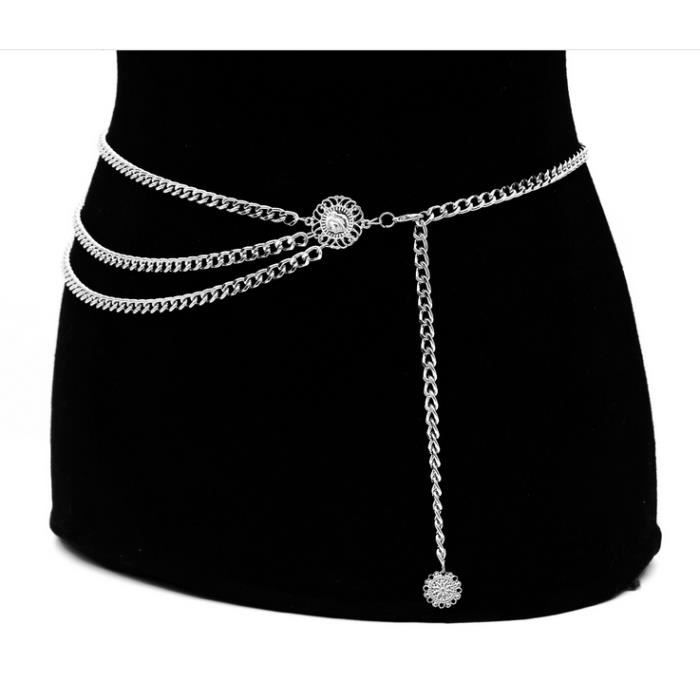 Ceinture bijoux Fashion Noir Metal Femme Adulte