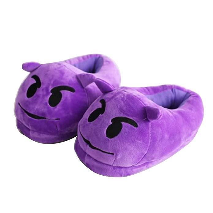 Pantoufles Femme Homme Emoji Peluche Doux Chaudes Hiver Pantoufles