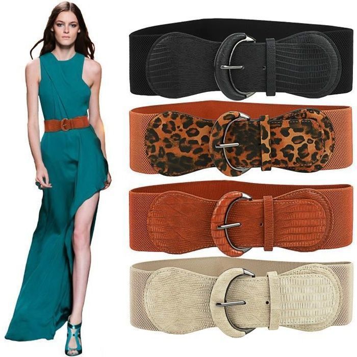 WOVTE Femme Ceinture Elastique 4 Pcs Ceinture de Taille Large Extensible pour Dames Robe Pardessus Decoration