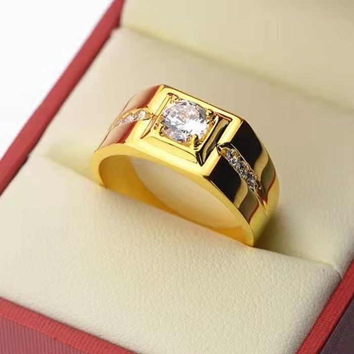 rmega bague homme luxe , plaqué or avec diamants, tempérament unique, cadeau fête des pères, cadeau anniversaire