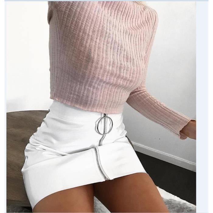 Jupe simili cuir fermeture eclair deals