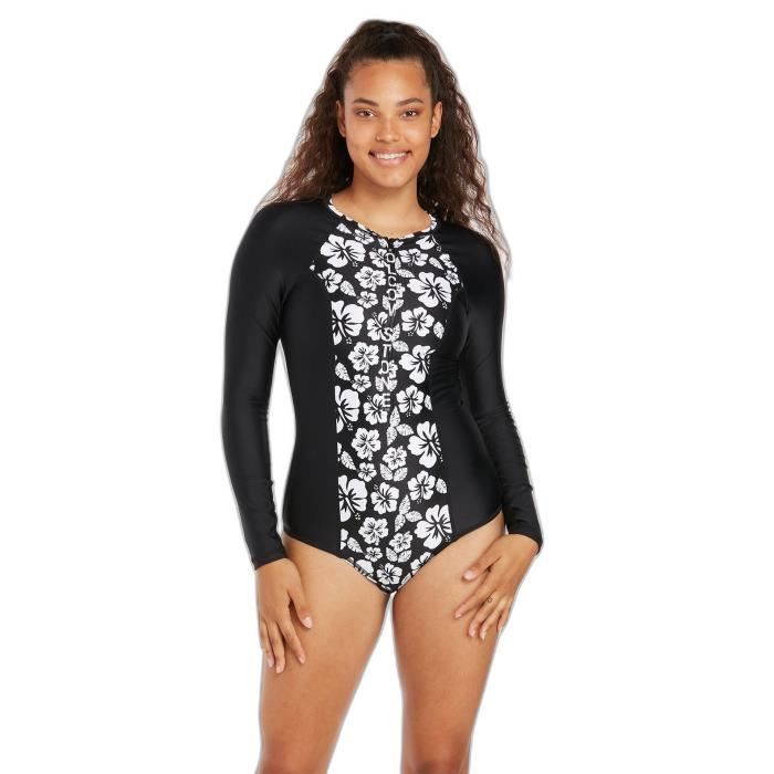 Ausing Rashguard Femme Manches Longues – Maillot De Bain Une Pièce UPF50+ Anti-UV Protection Solaire Surf Plage Natation – XS à 2XL