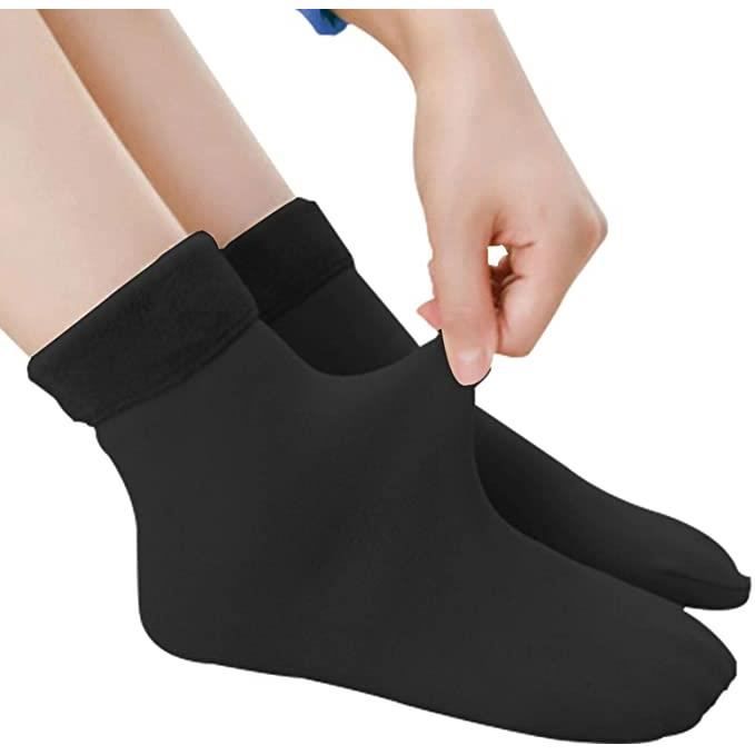 Chaussettes d hiver en polaire pour femme Chaussettes thermiques chaudes d hiver pour homme et femme chaussettes douces et chaudes Noir Cdiscount Pret a Porter