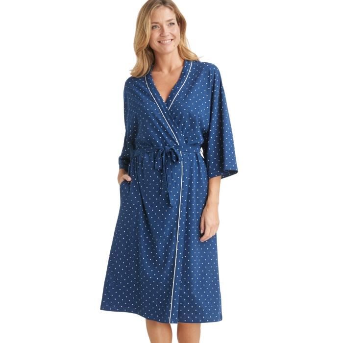 Peignoir Kimono Femme En Coton 100% – Motif Bambou Élégant, Léger Et Respirant, Idéal Printemps/Automne – Confort Absolu à La Maison