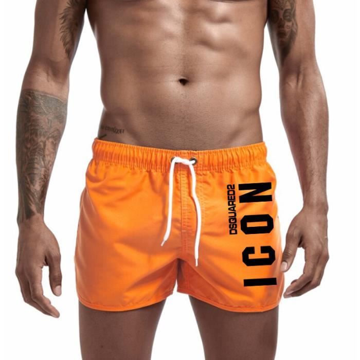 Short de bain Maillot de bain pour hommes a sechage rapide decontracte marque de luxe vetement de plage de Sport Orange D506 Blanc Cdiscount Pret a Porter