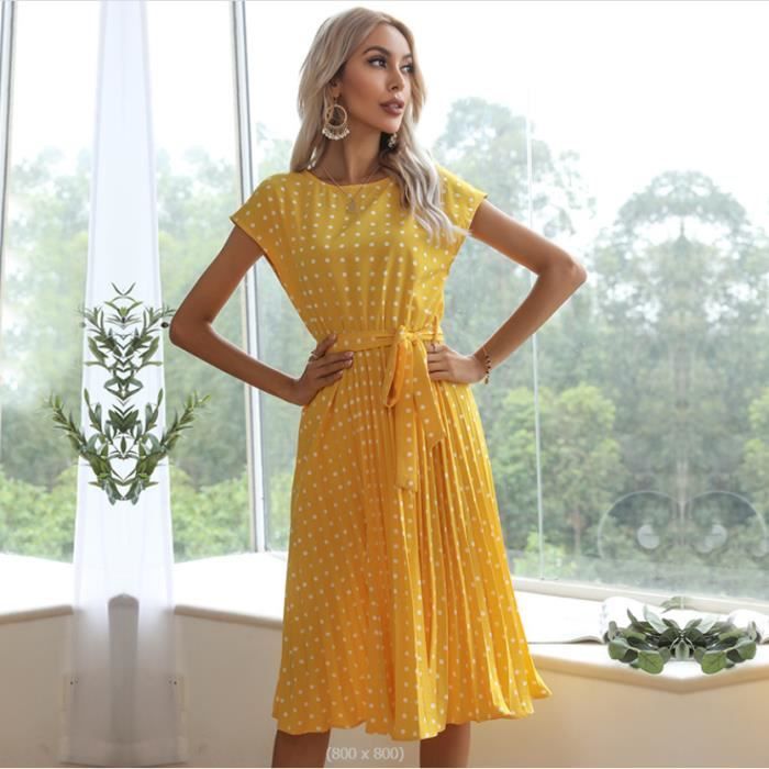 Robe jaune à discount pois