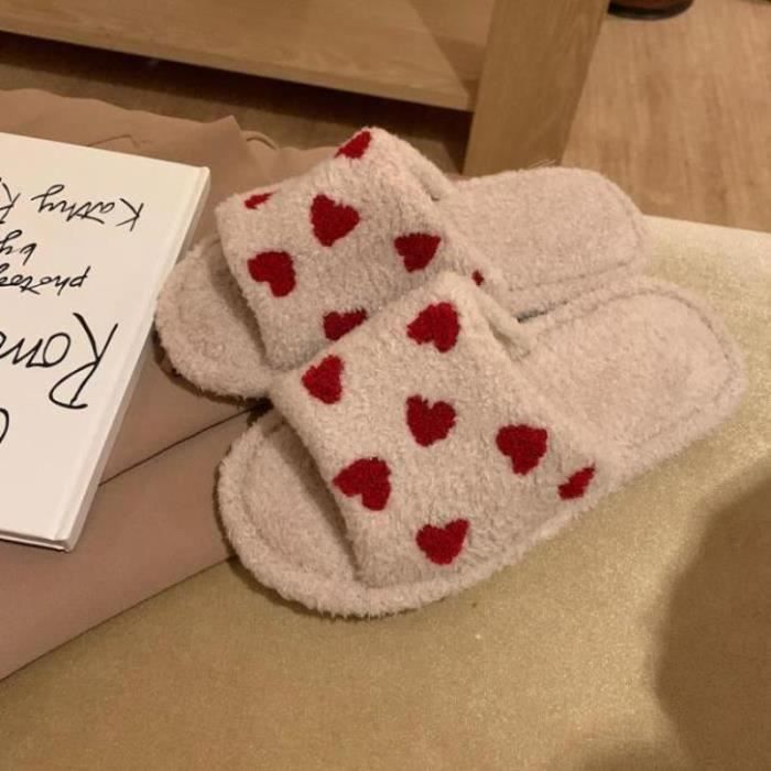 Fulenyi Chaussons Femme Hiver Automne Pantoufles Avec Motif Fraise