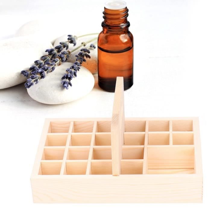 Boîte Rangement Huiles Essentielles 25 Trous En Bois - Coffret Portable Multifonction