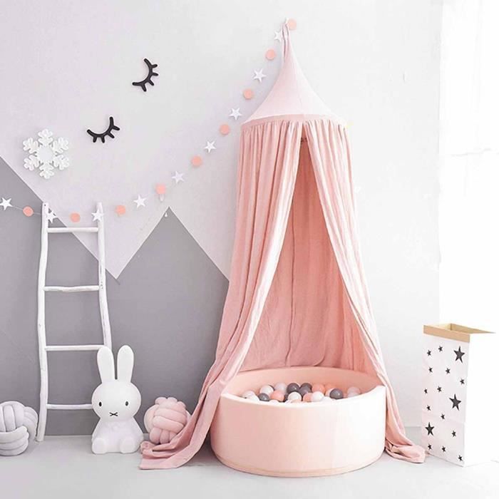 Ciel de lit pour enfants d/ôme princesse pour b/éb/é moustiquaire en coton rond pour chambre de jeu