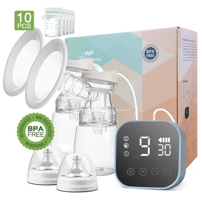 Tirelait électrique double Sans BPA, Rechargeable avec Ecran Tactile 4