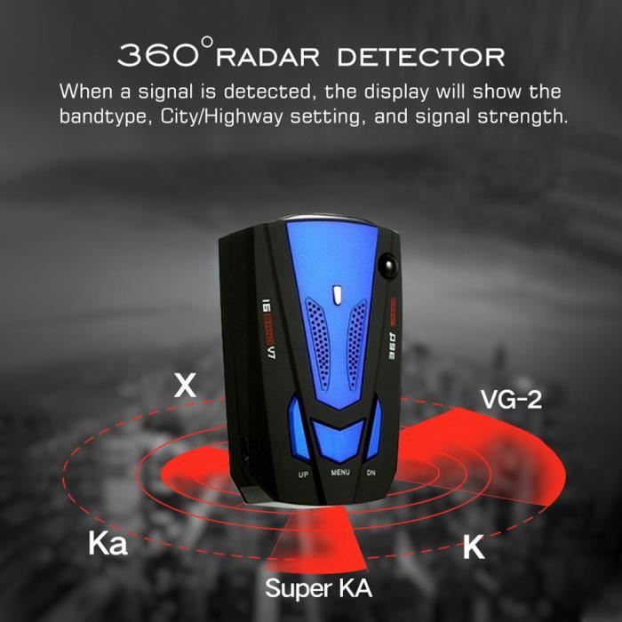 Détecteur de Radar V7 - QINGQUE - 360 degrés - Affichage numérique - Bleu