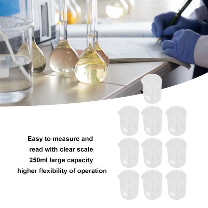 Bécher Scientifique - YOSOO - 10 Pièces - Verre Borosilicate - 250 Ml
