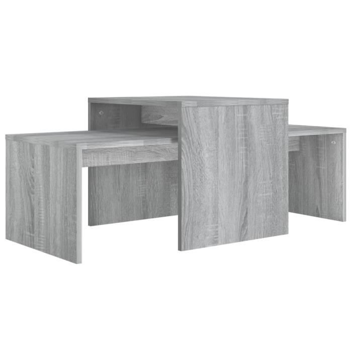 Ensemble table basse - SALUTUYA - BD20584 - Bois dingénierie - Sonoma gris - 100x48x40 cm