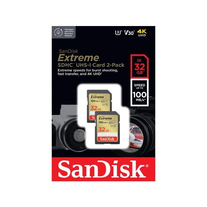 SanDisk Extreme carte SDHC paquet de 2 + RescuePRO Deluxe jusqu'à 100 Mo/ UHS I Classe 10 U3 V30 - vue 7