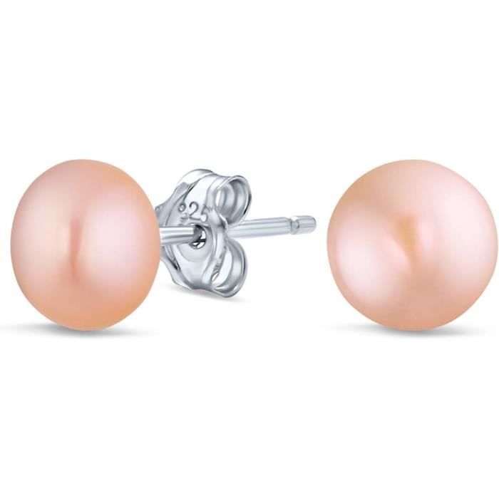 Boucles d'oreilles dormeuses en or 14 carats avec perle de culture d'eau douce blanche et diamant 1/10 cttw, Perle en métal, Diamant