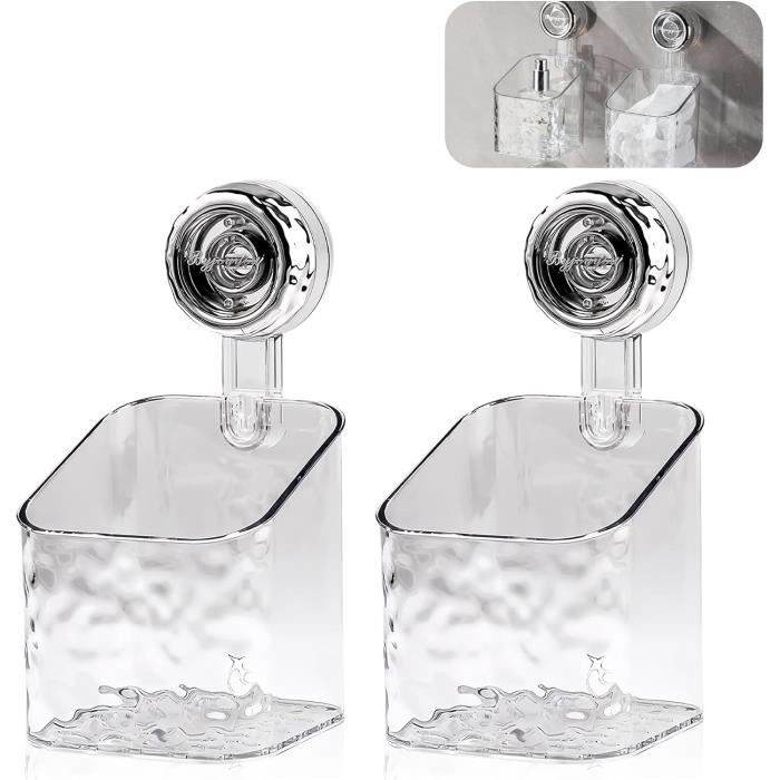 2 Pièces Étagère De Douche Sans Perçage - Support Mural Auto-Adhésif Blanc Pour Salle De Bain