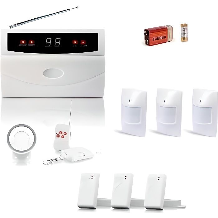 Kit Alarme Maison Sans Fil KERUI - Sirène 115dB, Détecteur Mouvement, Télécommande