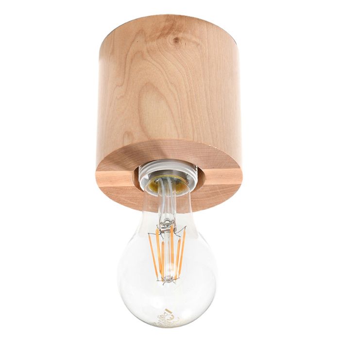 Plafonnier Sollux Lighting Salgado - E27 - Bois naturel - 10x10 cm