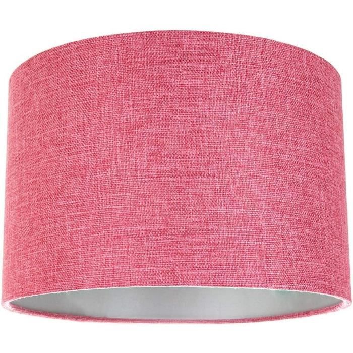 Abat-jour toile de jouy rouge rosé - Décoration