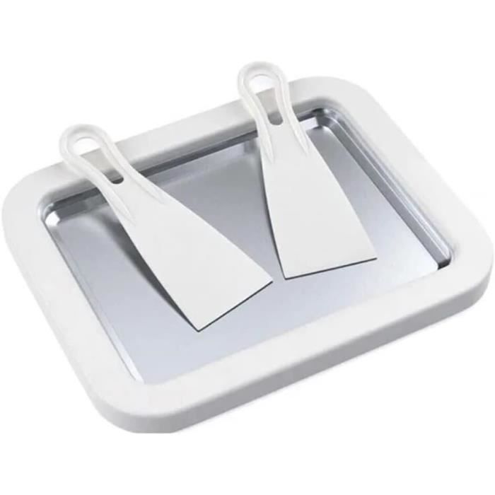 Longziming Plaque Glacée Pour Faire Des Rouleaux De Glace - Plateau Avec 2 Pelles Bleu