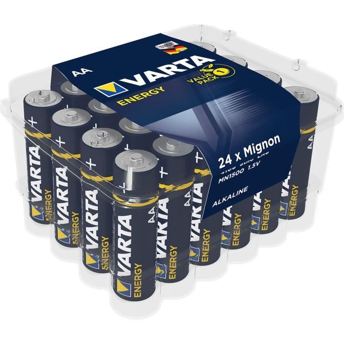 VARTA Pack de 24 piles alcalines Energy AA (LR06) 1,5V - Achat / Vente piles  24 piles alc Energy LR06 1,5V économique 4008496634712 - Cdiscount