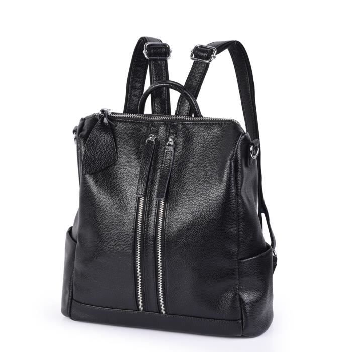Vbiger Sac A Dos En Cuir Veritable Sac Fourre Tout A Grande Capacite Sac Bandouliere Pour Femme Noir Achat Vente Sac A Dos 2009780080712 Cdiscount