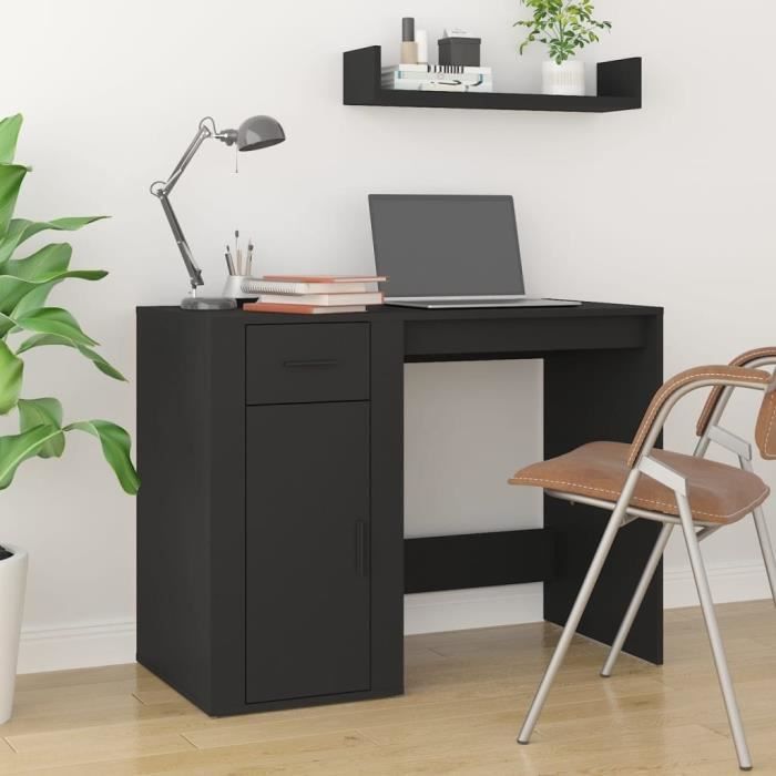 Bureau - VIDAXL - Noir - 100x49x75 cm - Bois dingénierie - Montage facile